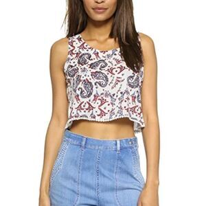Boho Sleeveless Round Neck Floral Paisley Print Crop Top by RAGA - NEW